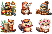 Cute Beaver Woodland Animals Clipart, an Illustration by DreamArtGraphic (Thumbnail 3 of 6)