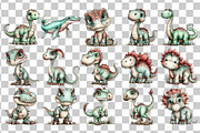 Cute Dinosaur Watercolor Clipart, an Animal Illustration by Nicolle's Colorful Art (Thumbnail 3 of 4)