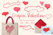 Red Hearts Textured Chalk Clipart, a Texture Illustration by RabbitAndPencil (Thumbnail 1 of 3)