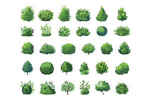 Cartoon Different Green Bushes Icon, an Object Illustration by LadadikArt