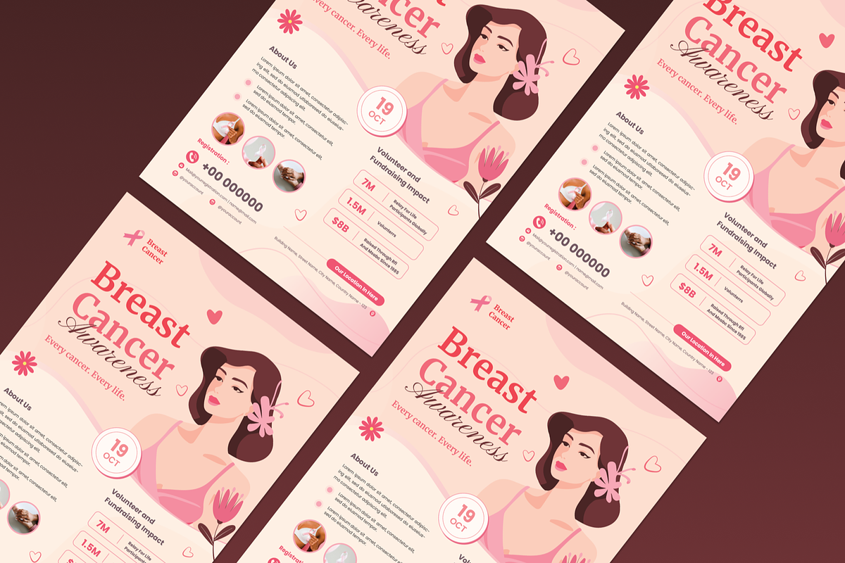 Breast Cancer Day Charity Flyer, a Flyer Template by SquidPixey (Photo 6 of 6)