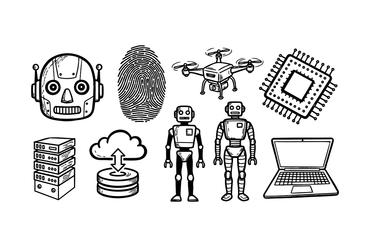Tech Robot And Cybersecurity Svg, an Illustration by designvectx (Photo 3 of 3)