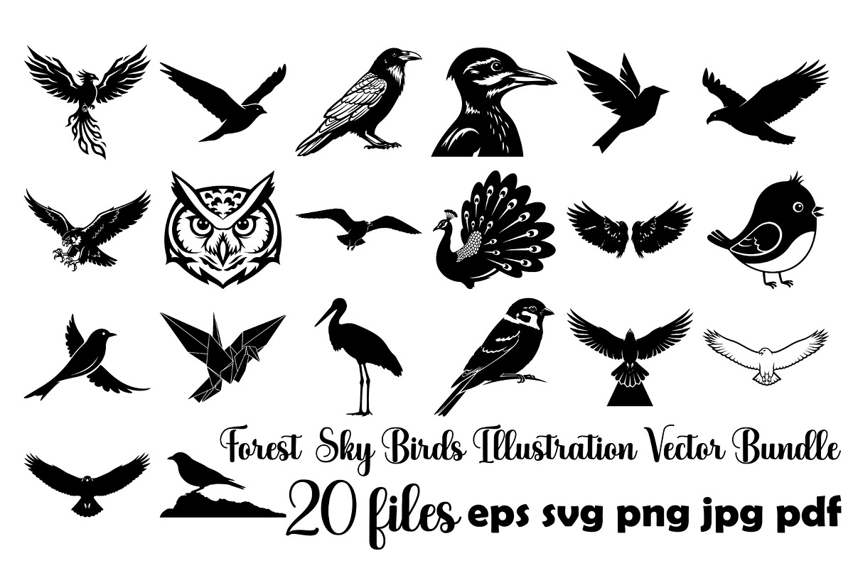 Forest Sky Birds Illustration Vector, an Animal Illustration by Designer_Momina (Photo 1 of 21)