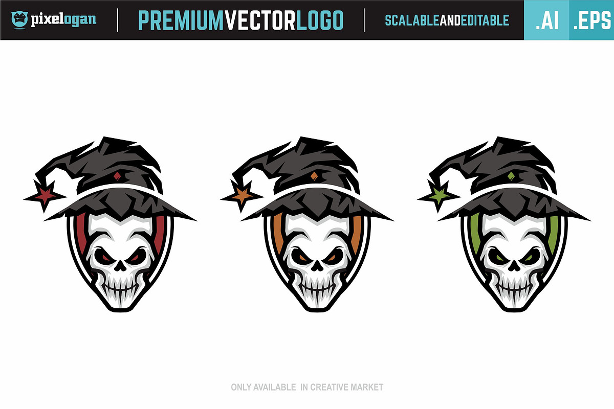 Wizard Skull Logo, a Branding & Logo Template by pixelogan (Photo 3 of 3)