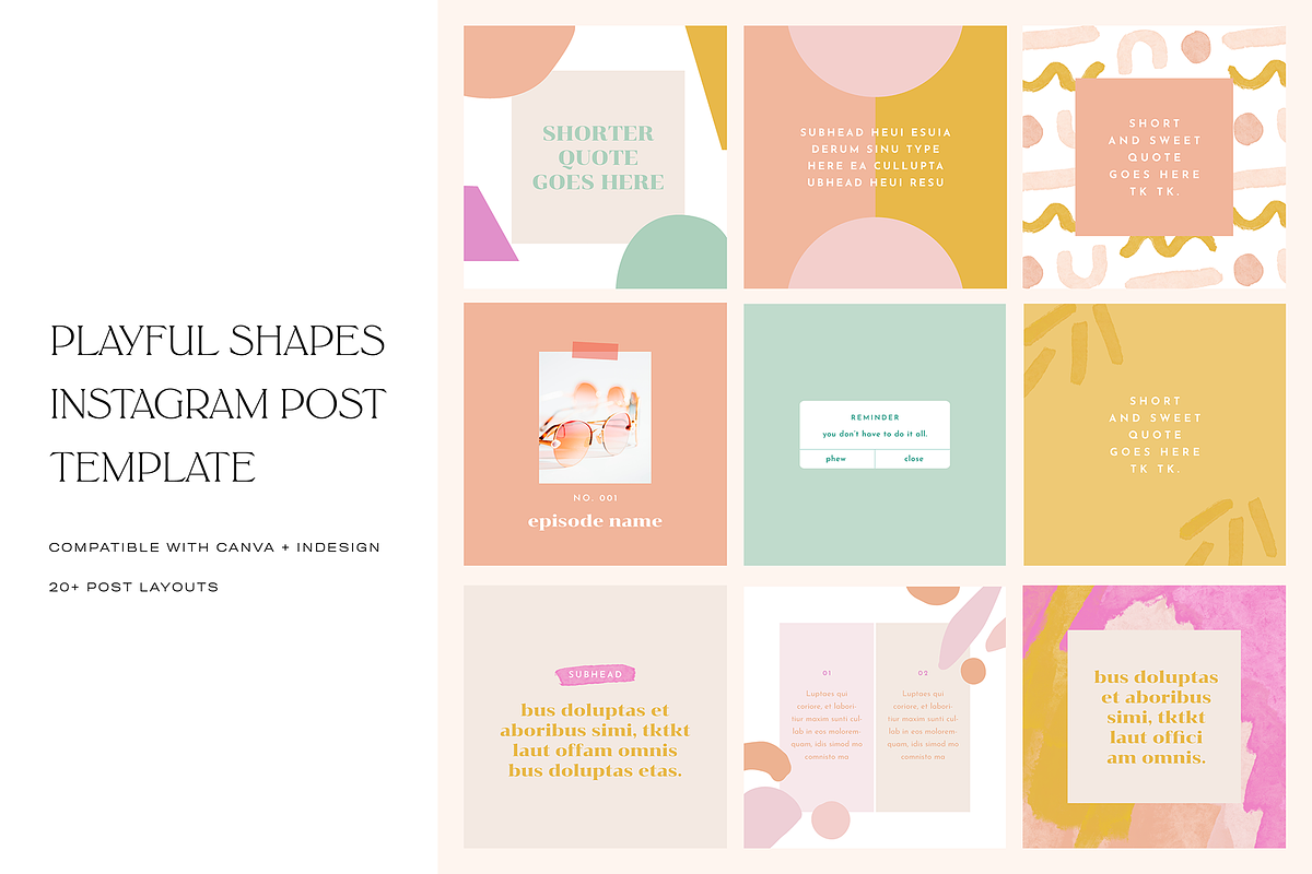 Playful Instagram Post Template Set, a Social Media Template by Brighten Made (Photo 1 of 3)