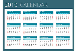 Calendar For 2019.