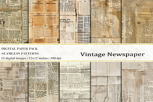 Vintage Newspaper Digital Papers, a Background Graphic by BonaDesigns