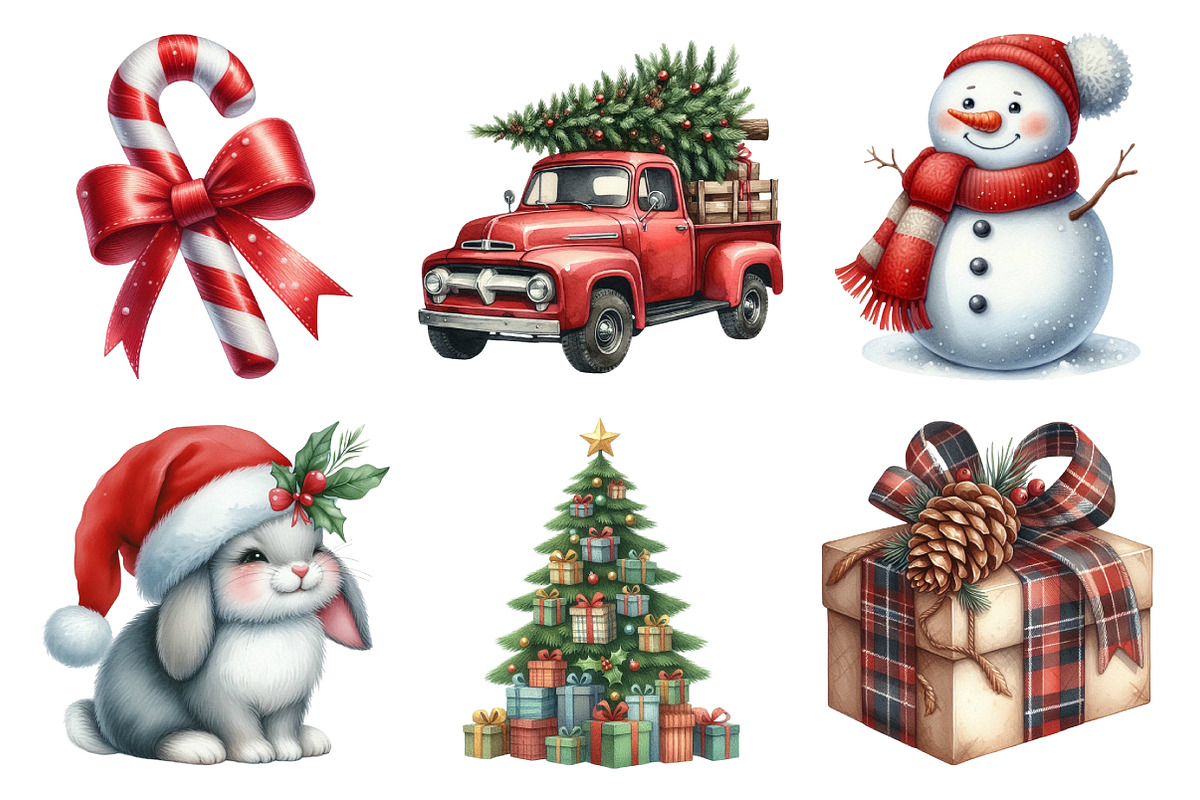 Watercolor Christmas Clipart, an Illustration by Daily.Designs (Photo 2 of 4)