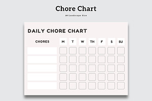 Minimal Daily Chore Chart Sheet