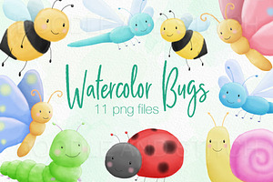 Watercolor Bugs Illustrations