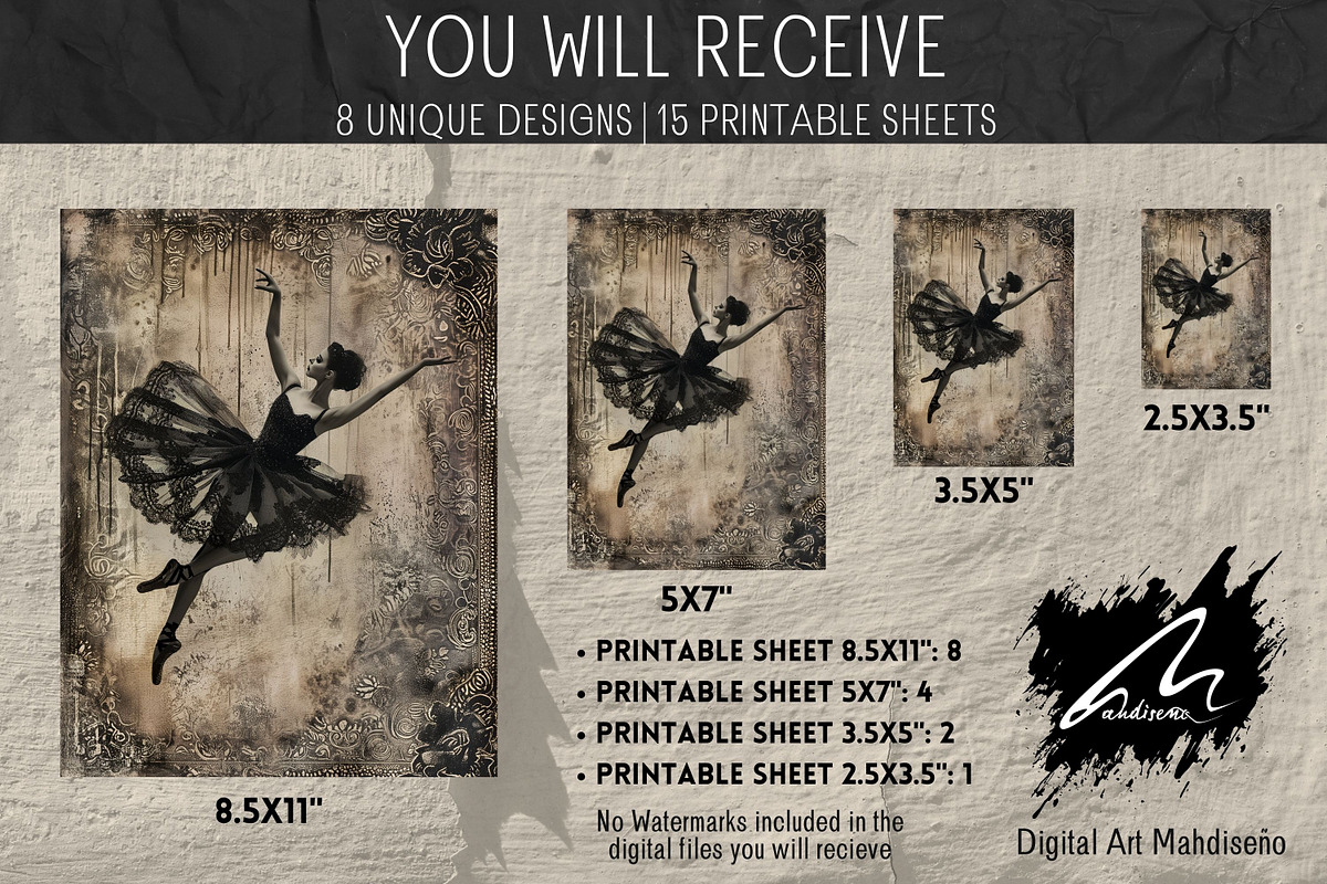 Shabby Chic Gothic Ballerina Figures, a Person Illustration by Digital Art Mahdiseño (Photo 2 of 9)