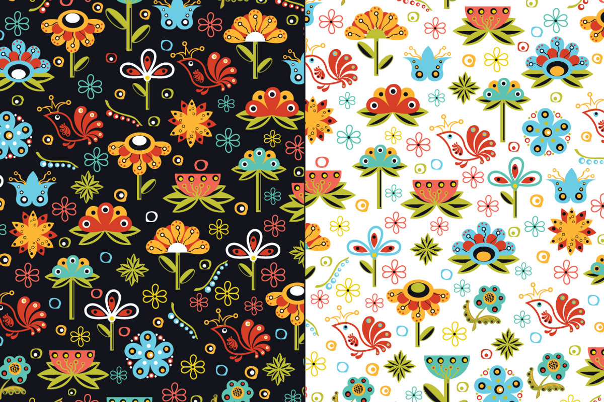 Vector Flowers Seamless Pattern