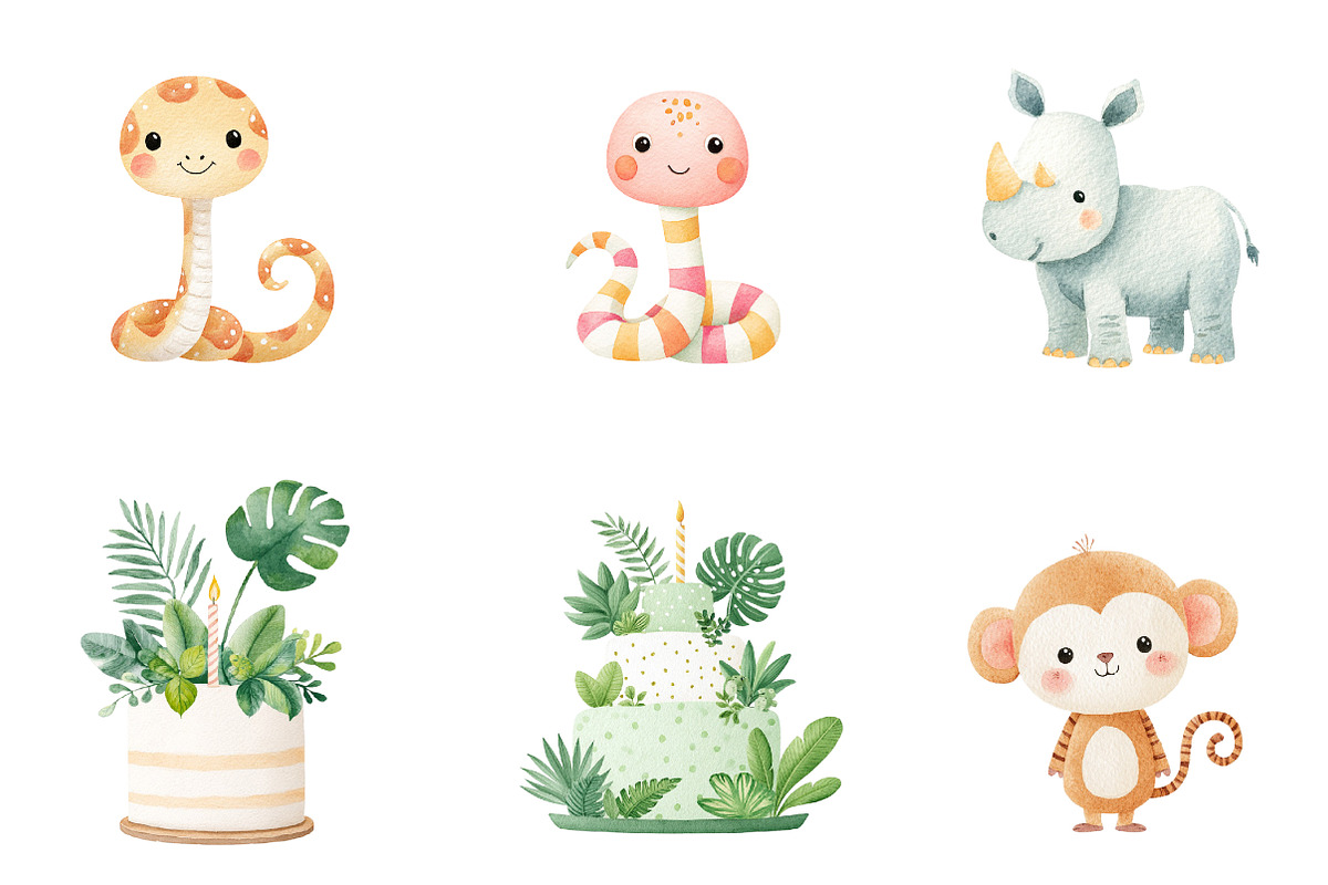 Cute Safari Animals Clipart, an Illustration by CreationArt (Photo 2 of 6)