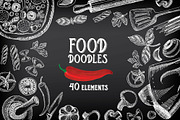 Food doodles 40 elements, a Food Illustration by BarcelonaShop (Thumbnail 1 of 3)