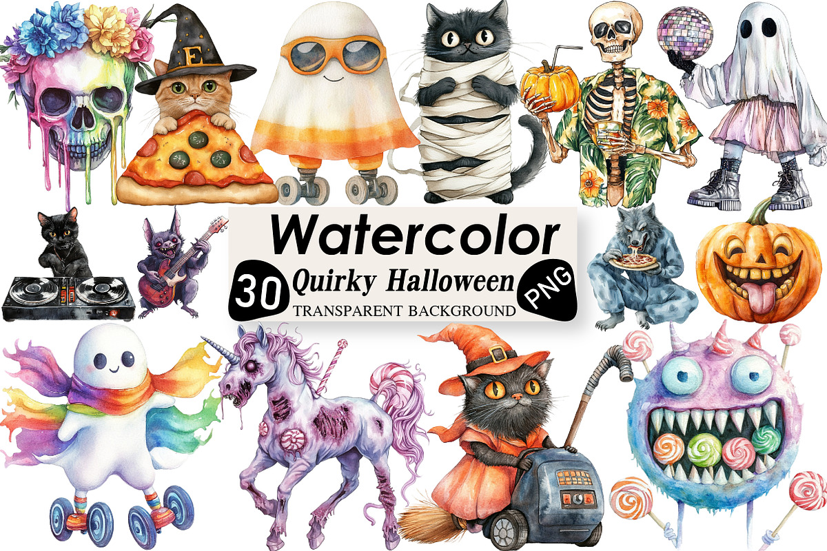 Quirky Halloween Sublimation Clipart, an Illustration by Black Bird Studio (Photo 1 of 6)