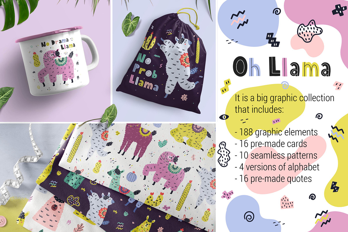 Oh Llama Graphic Pack, an Animal Illustration by Gulnara Sabirova (Photo 2 of 22)