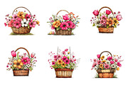 Spring Flowers In Basket Rustic Clip, an Illustration by GatewayDesign (Thumbnail 2 of 4)