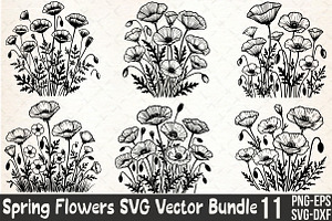 Spring California Poppy Flowers SVG, an Illustration by Rose Art