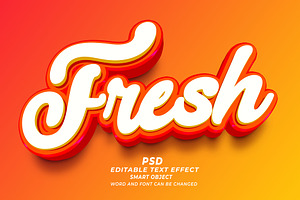 Fresh Orange PSD 3d Editable Text