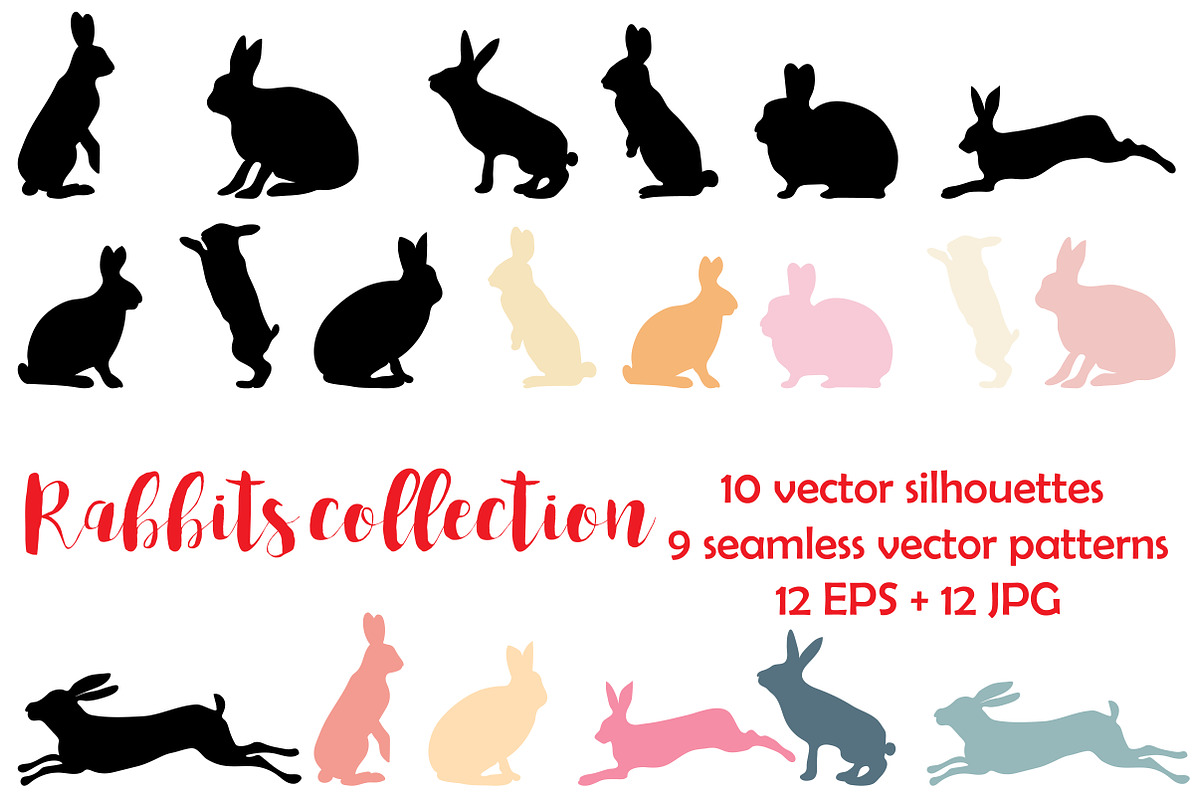 Rabbit vector silhouettes set, an Object Graphic by Orangepencil (Photo 1 of 4)