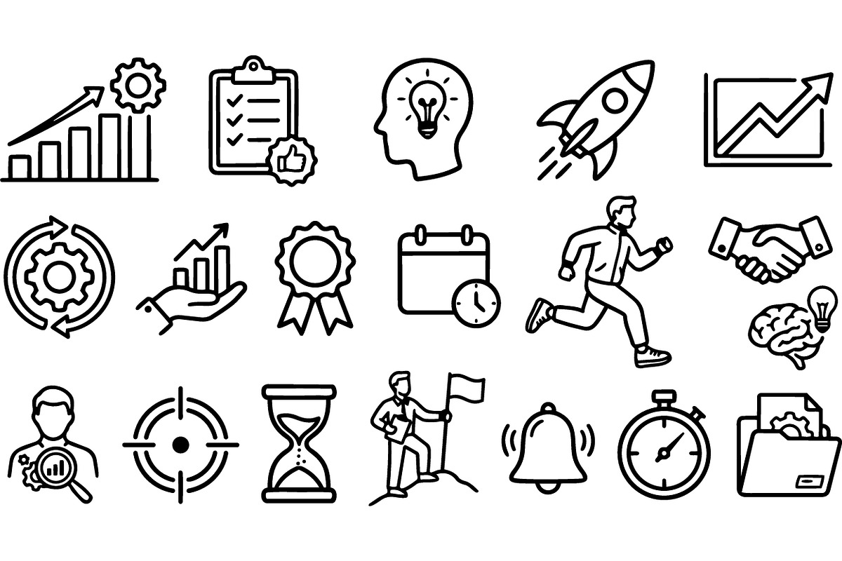 Business Productivity Icon Set, an Illustration by designvectx (Photo 2 of 3)