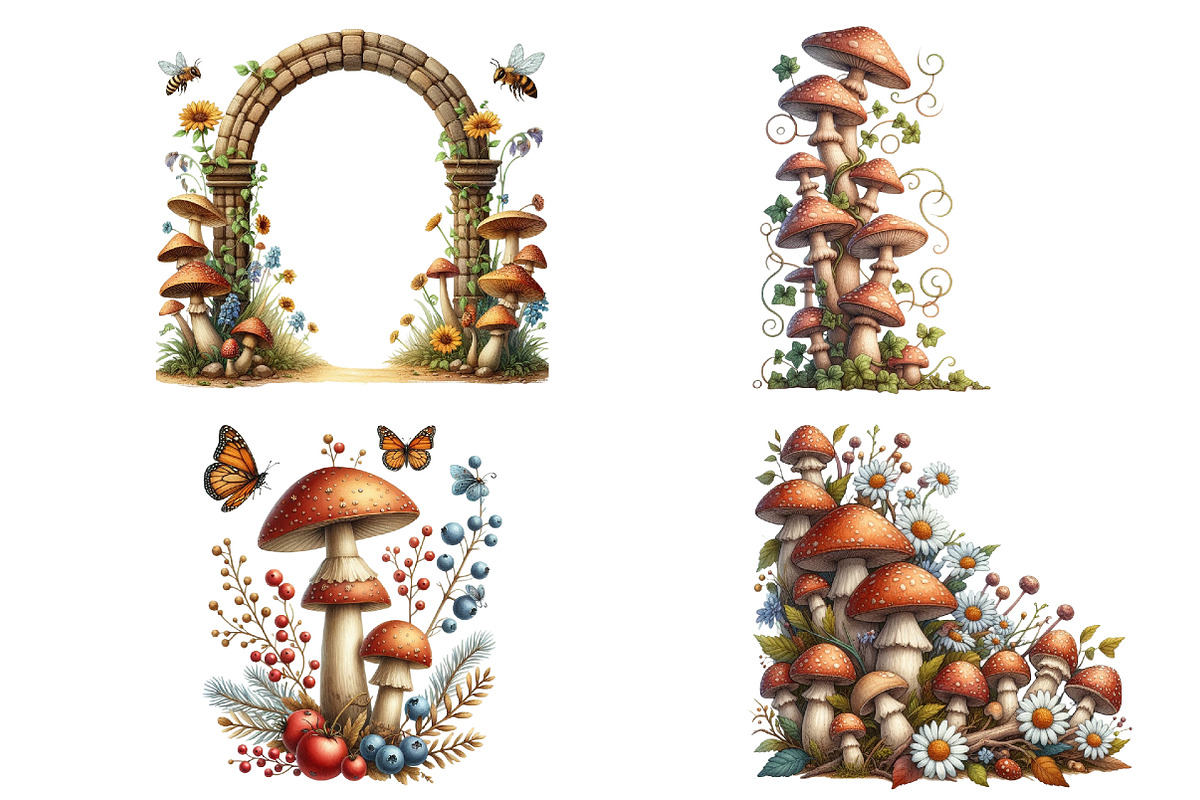 Mushrooms Border Clipart, an Illustration by Pixels.Craft (Photo 5 of 6)