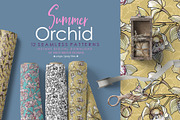 Summer Orchids Seamless Patterns, a Pattern Graphic by Sketchbook Designs (Thumbnail 7 of 9)
