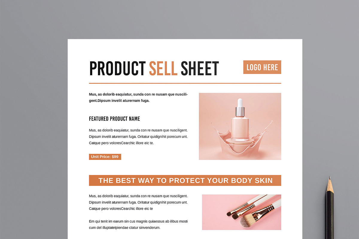 Product Sell Sheet Layout Template, a Flyer Template by MightyDesign (Photo 2 of 8)
