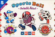 Sports Ball Retro Character Mascot, a Sport Illustration by Kevyn Creative (Thumbnail 1 of 3)