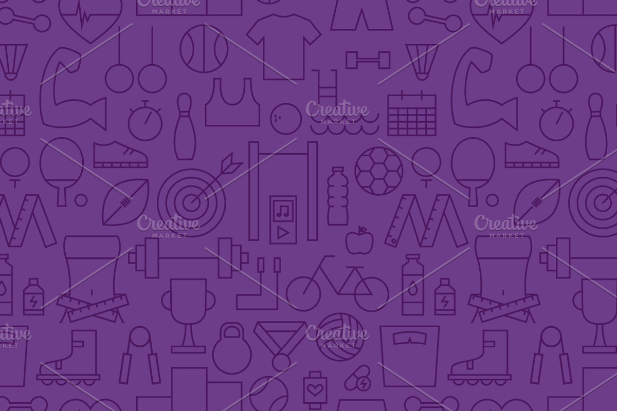 Sport Fitness Line Seamless Patterns, a Pattern Graphic by Anna_leni (Photo 4 of 7)