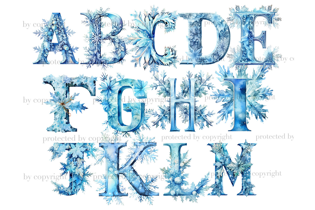 Cold Winter Alphabet Clipart, a Decorative Illustration by GlamArtZhanna (Photo 2 of 5)