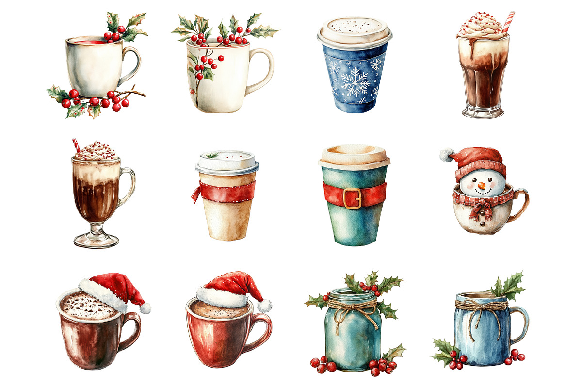 Christmas Coffee Clipart, an Illustration by Design Market (Photo 2 of 4)