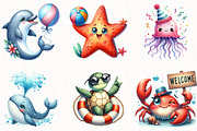 Watercolor Sea Animal Clipart, an Illustration by OK Design (Thumbnail 3 of 5)