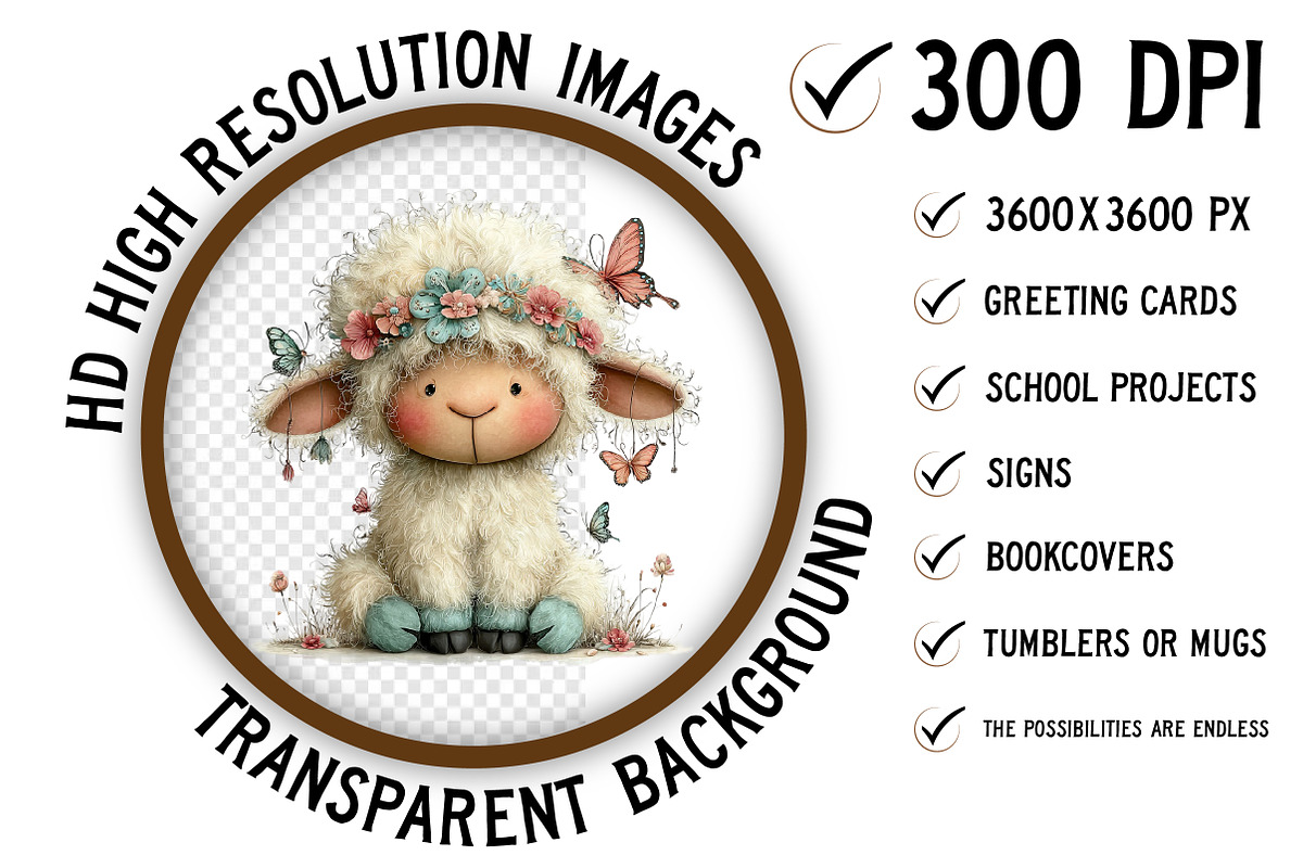 Whimsical Easter Sheep Clipart, an Illustration by Craft Nest (Photo 2 of 11)