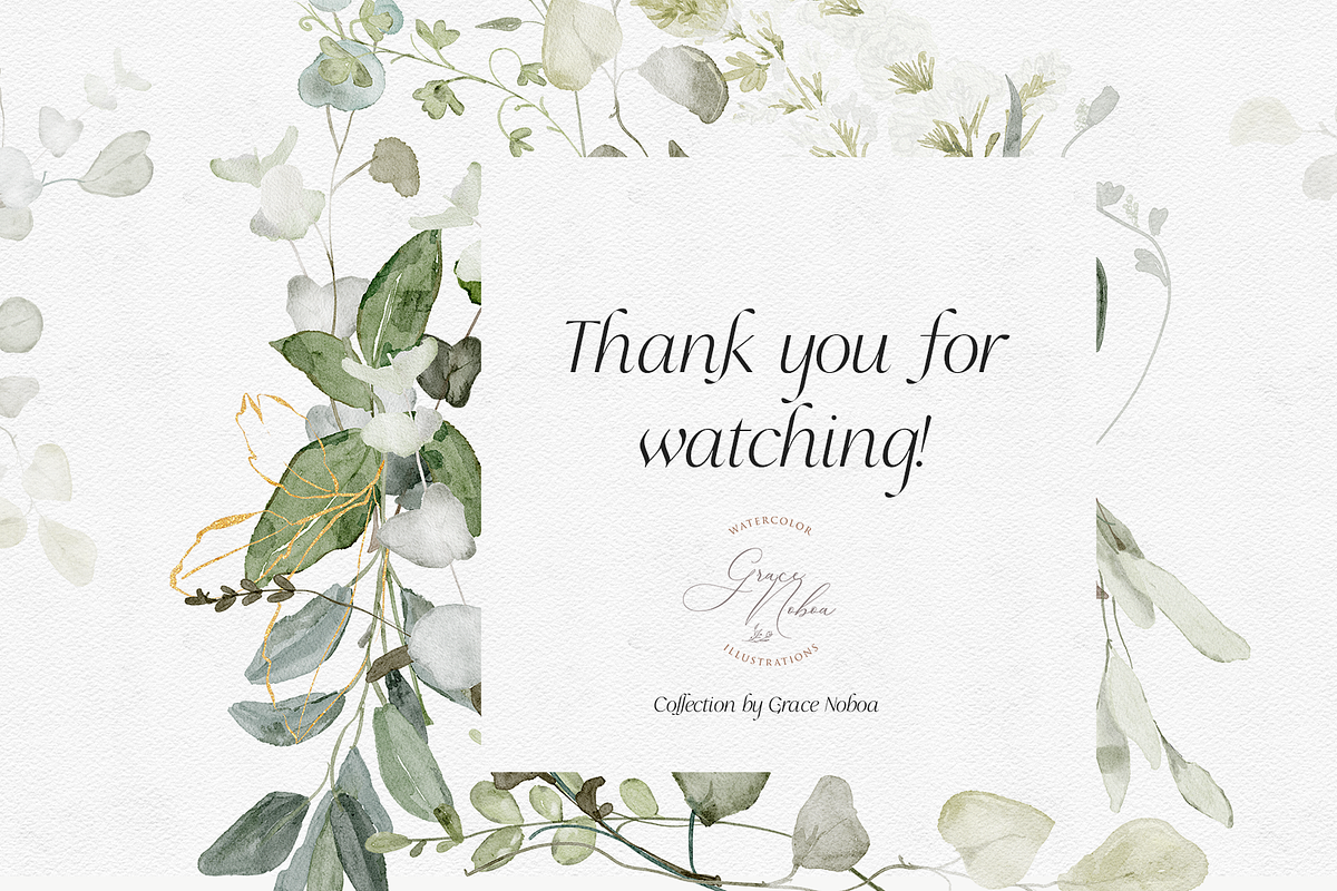 GREENERY & GOLD LEAVES watercolors, a Decorative Illustration by Grace Noboa Illustrations (Photo 14 of 14)