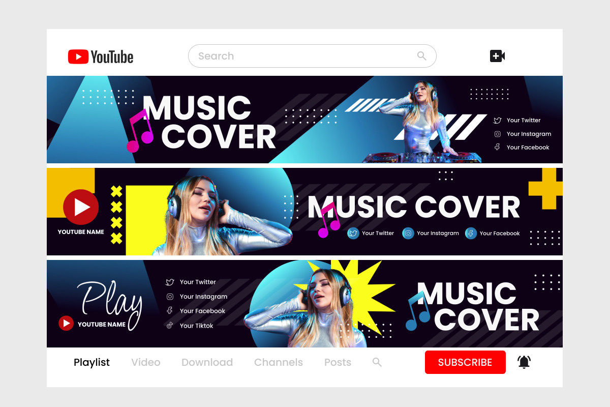 YouTube Banner Template V6, a Social Media Template by twinstd (Photo 2 of 2)