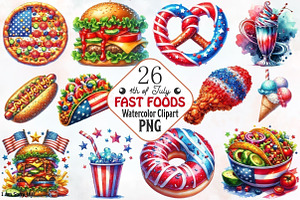 4th of July Fast Food Sublimation, an Illustration by RobertsArt