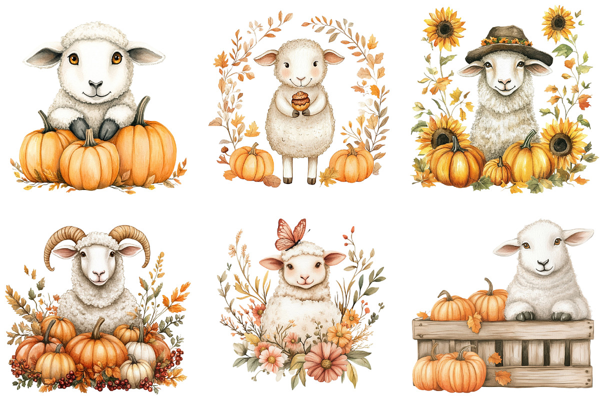 Cute Autumn Sheep Sublimation, an Illustration by CitraGraphics (Photo 4 of 6)