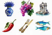 Italian Summer Clipart, an Illustration by DreamArtGraphic (Thumbnail 8 of 8)