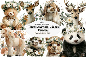Floral Animals Clipart, a Seasonal Illustration by CreationArt