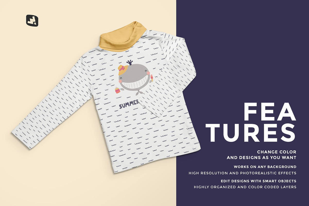 Toddler Turtle Neck Tshirt Mockup, a Shirt Mockup by Designertale (Photo 7 of 11)