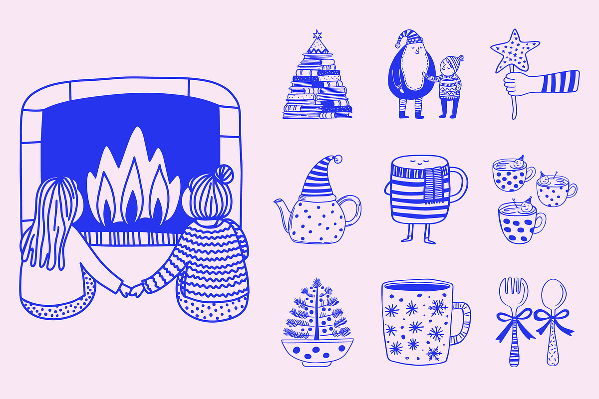 Cozy Christmas Home Things Doodles, a Seasonal Illustration by Danil Polshin