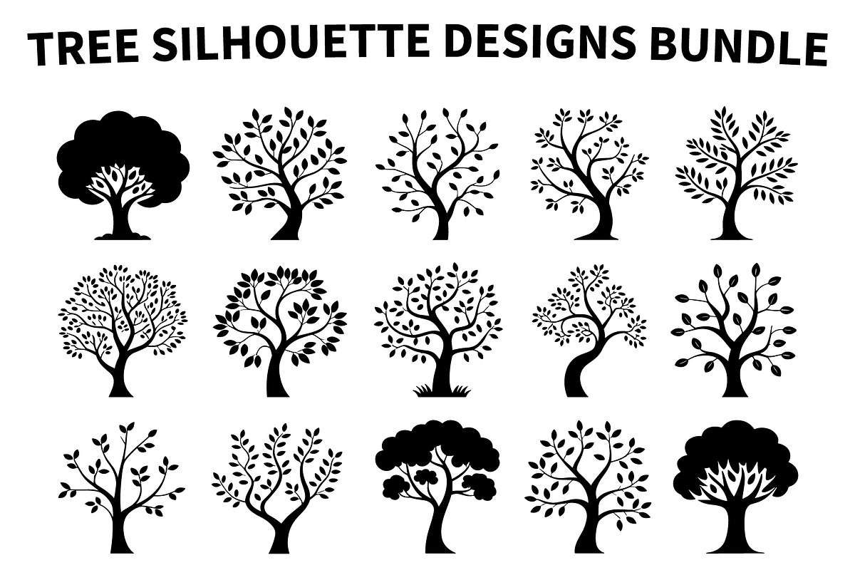 Tree Silhouette Vector Collection, an Illustration by jahid234 (Photo 1 of 7)