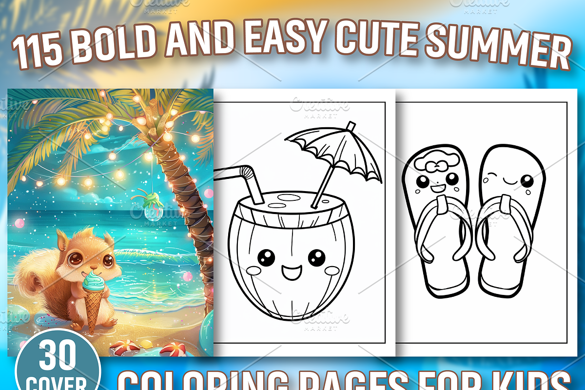 Bold And Easy Cute Summer Coloring, a Seasonal Illustration by Design Station (Photo 1 of 5)