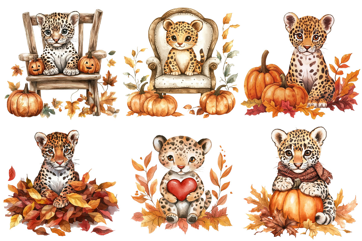 Cute Autumn Jaguar Sublimation, an Illustration by CitraGraphics (Photo 3 of 6)