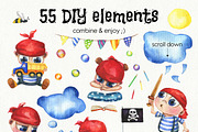 Cute boy - hand drawn set, an Object Graphic by Satika (Thumbnail 2 of 6)