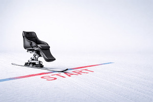 Winter sport ski chair on snowy fiel, a Photo by Dvoevnore photos