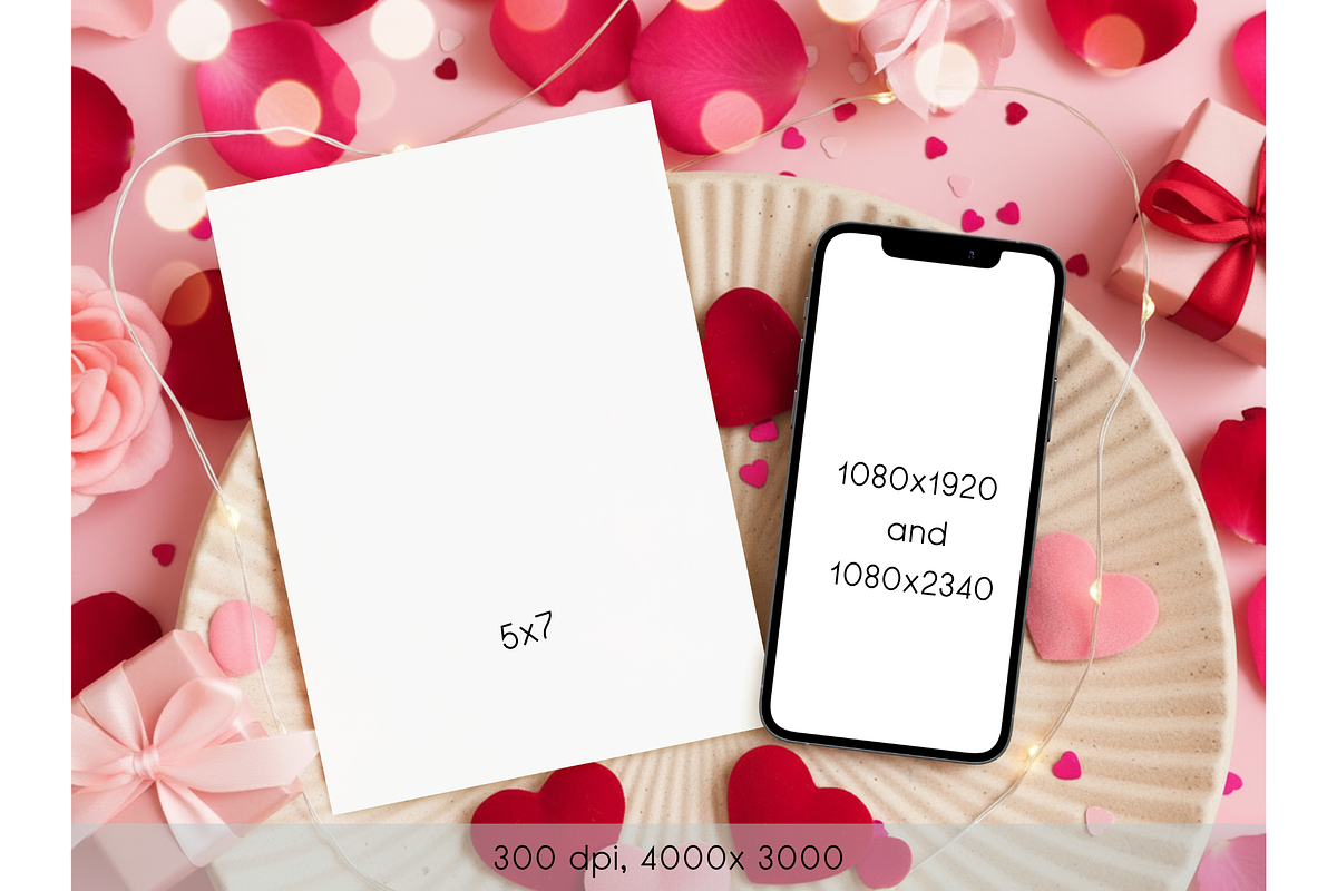 Valentine Card and Phone Display, a Product Mockup by MockupWizard (Photo 2 of 4)