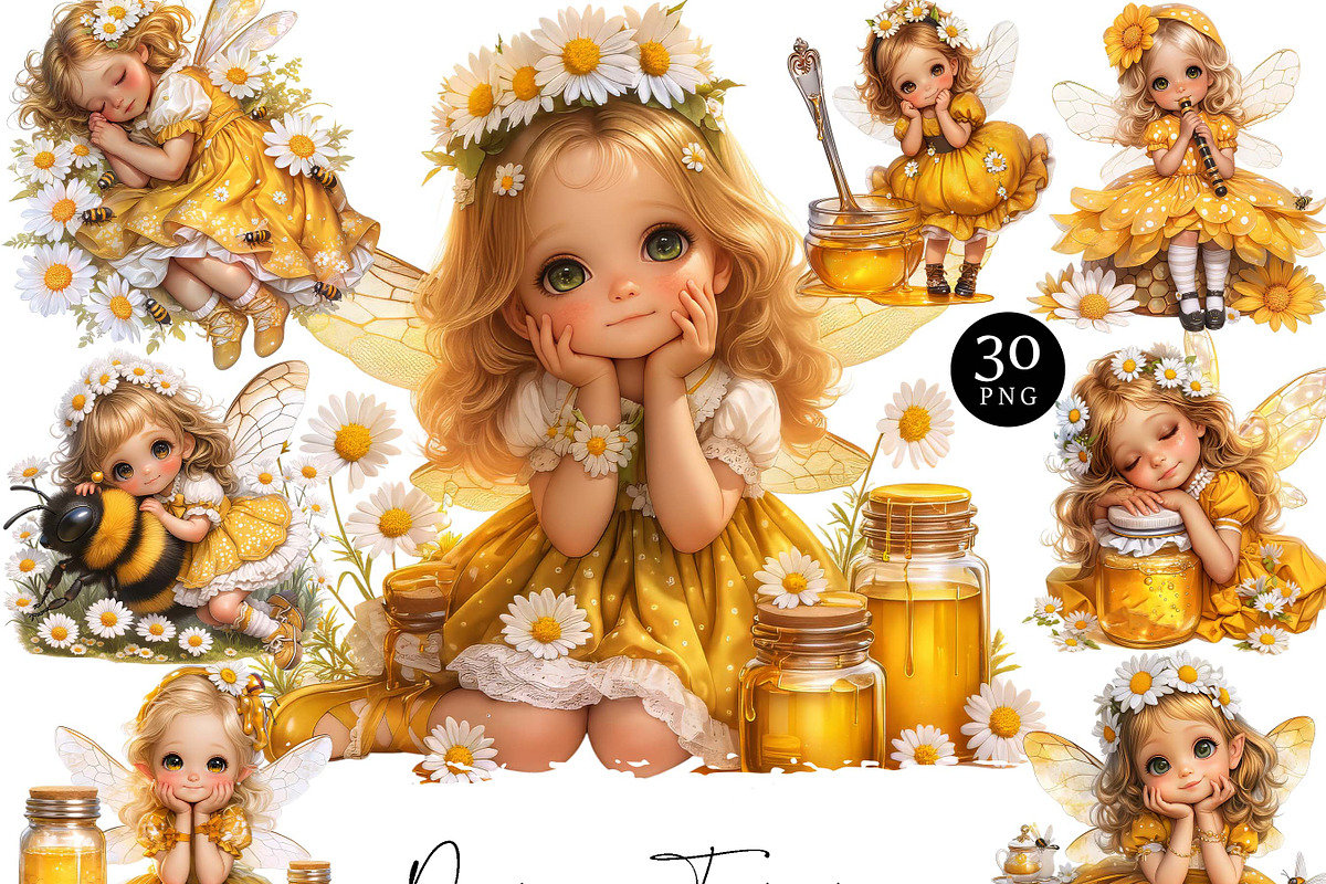 Daisy Fairies Girl Clipart Bundle, a Person Illustration by Design Scotch (Photo 1 of 8)
