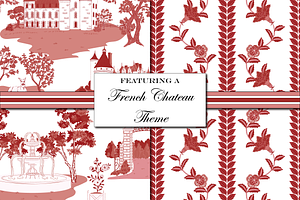 Red Toile De Jouy Patterns